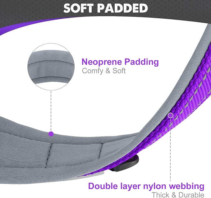 Joytale Dog Collar for Medium Dogs, Neoprene Padded and Adjustable, Reflective - Image 2