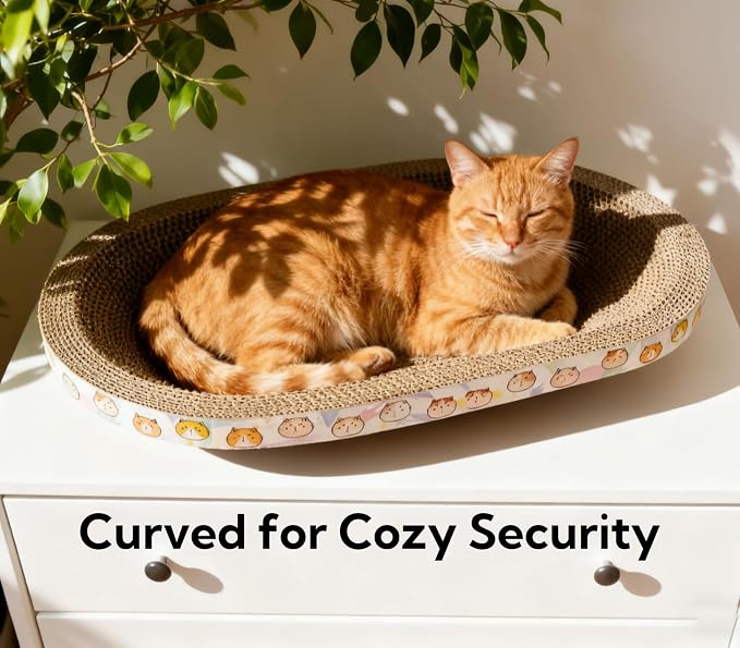 3 Pack Large Cat Scratcher Cardboard, Oval Cat Scratcher Bed Cat Scratch Pad - Image 4