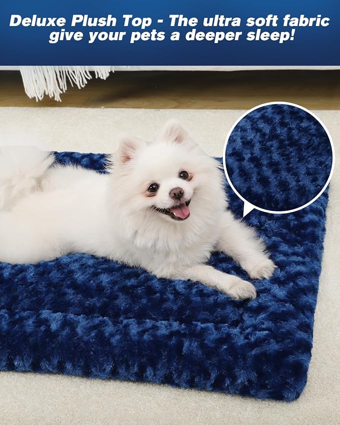 Washable Dog Bed Mat Dog Crate Pad Soft Fluffy Pet Kennel Beds Dog Sleeping - Image 2