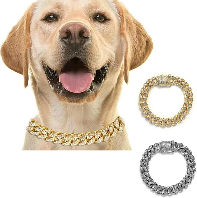 2 Pcs Diamond Cuban Link Kitten Walking Collar - Image 6