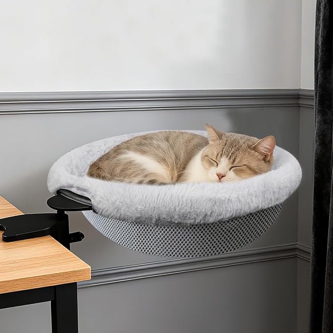 IPOW Heavy Duty Steel Frame 180° Rotating Cat Desk Bed Semi-Circular Cat Bed - Image 7