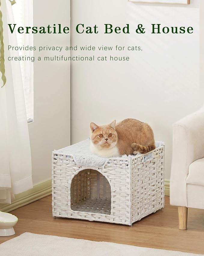 Cat Beds Indoor Kitten House, Handwoven Rattan Cat Cave Pet Cube, Large Cat - Image 7