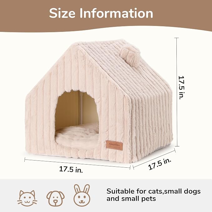 FUKUMARU Cat Houses for Indoor Cats, Washable Cute Cat Bed Cave - Image 7