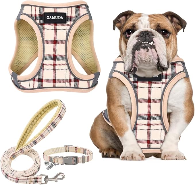 GAMUDA Small Dog Harness Collar and Leash Set, Step in No Chock No Pull Soft by GAMUDACollarsCollection