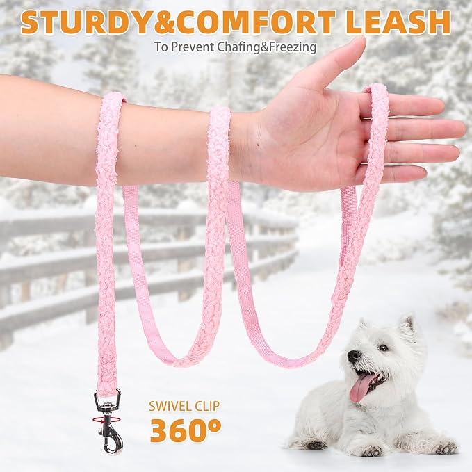 KOOLTAIL Plush Small Dog Harness and Leash Set, Warm Fleece No Pull Puppy Vest - Image 5