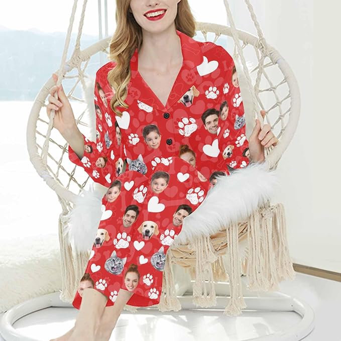 Artsadd Custom Pajamas for Women Men Family, Personalized Face Pjs Pajama Pants - Image 3