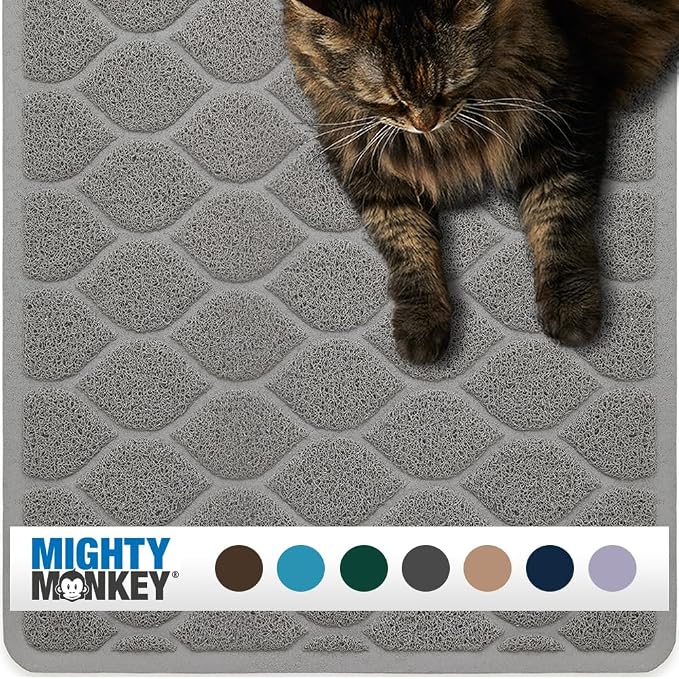 MIGHTY MONKEY Waterproof BPA Free Cat Litter Box Trapping Mat, Easy Clean Floors by MightyMonkey