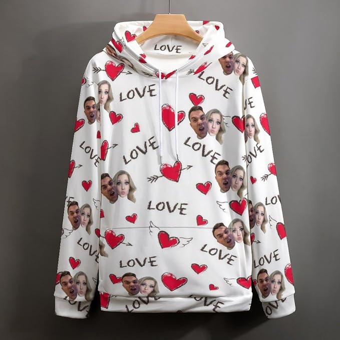 Artsadd Custom Face Unisex athletic Pockets Sweatshirt Loose Hoodie Custom - Image 4