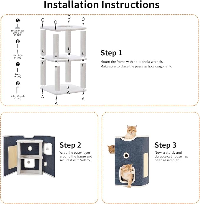 Cat House, Cat Beds for Indoor Cats, 2-Story Cat Condo Cube - Image 7
