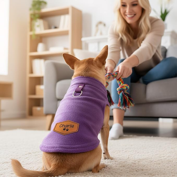 Personalized Fleece Dog Sweater, Custom Winter Dog Clothes - Image 5