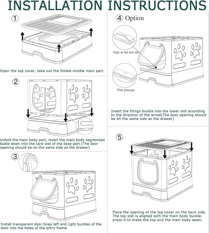 Cat Litter Box with Lid, Foldable Enclosed Covered Top Entry Kitten Litter Boxes - Image 7