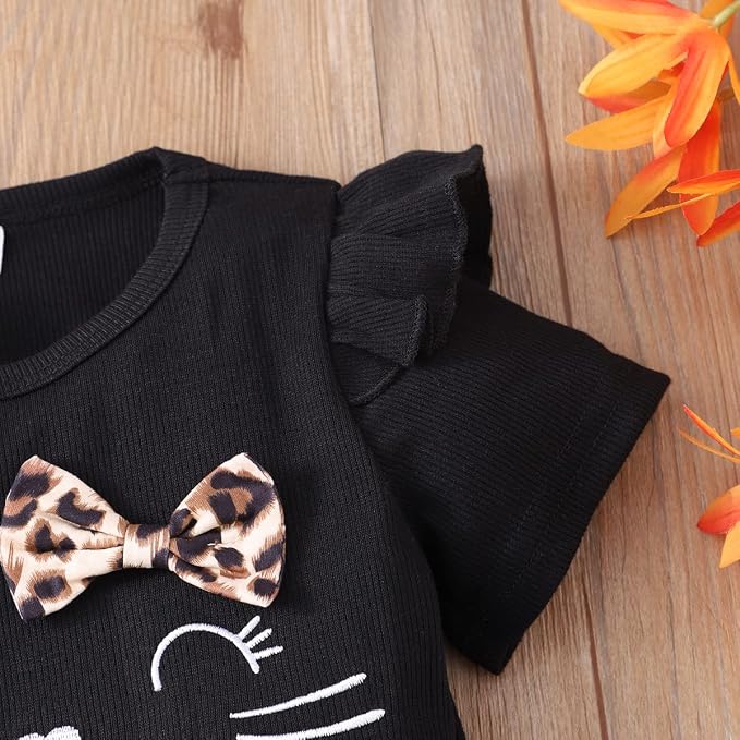 Akyzic Little Girl Skirt Outfit Two Piece Spring Summer Outfit Butterfly Dress - Image 4