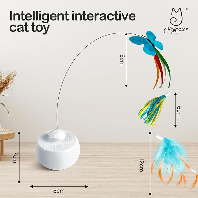 Migipaws Interactive Cat Toys, Butterfly & Feather Kitten Toy, Automatic - Image 6