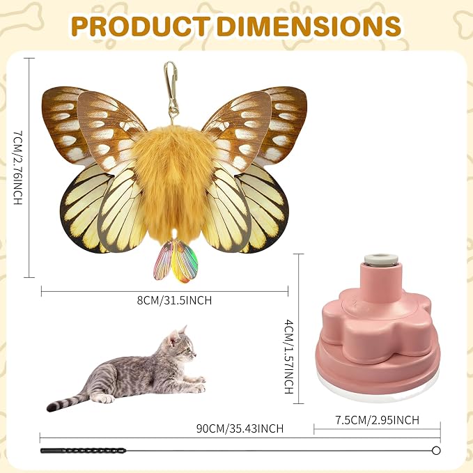Walfront Interactive Cat Toy – Butterfly Teaser Wand - Image 8