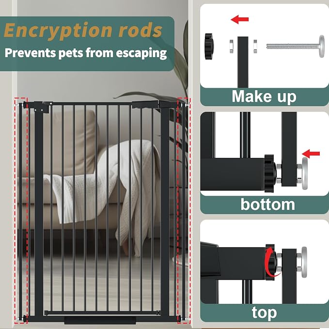 40.55" Tall, 53.74-61.61 Inch Wide, 1.37" Ultra Narrow Spacing Dog Pet Baby - Image 7