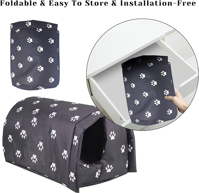 Fhiny Stray Cats Shelter, Waterproof Outdoor Cat House Foldable Warm Pet Cave - Image 3