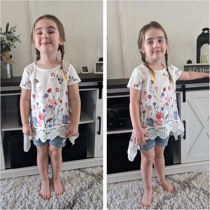 storeofbaby Girls Casual Tunic Tops Short Sleeve Loose Soft Blouse T-Shirt - Image 4