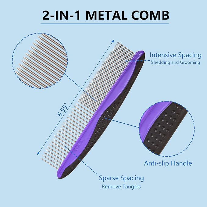 5-in-1 Dog & Cat Extra Long Pin Grooming Kit Slicker Brush - Image 4