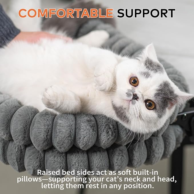 CHEERPALS Cat Desk Bed with Reversible Cushion, 90°Foldable Cat Hammock - Image 6