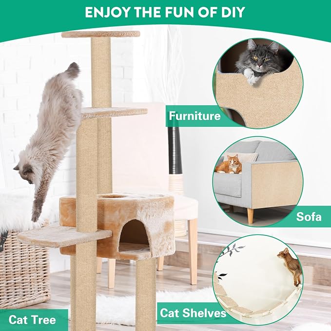 Trimmable Cat Scratcher Mat, 39.4"x15.8" Self-Adhesive Cat Scratching Carpet - Image 6
