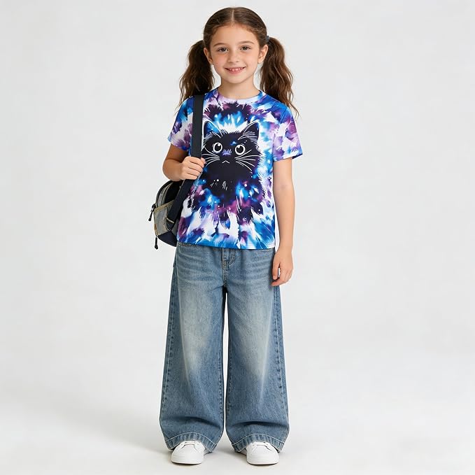 Funnycokid Girls Shirts Cat T Shirt Size 5-12 Clothes - Image 2