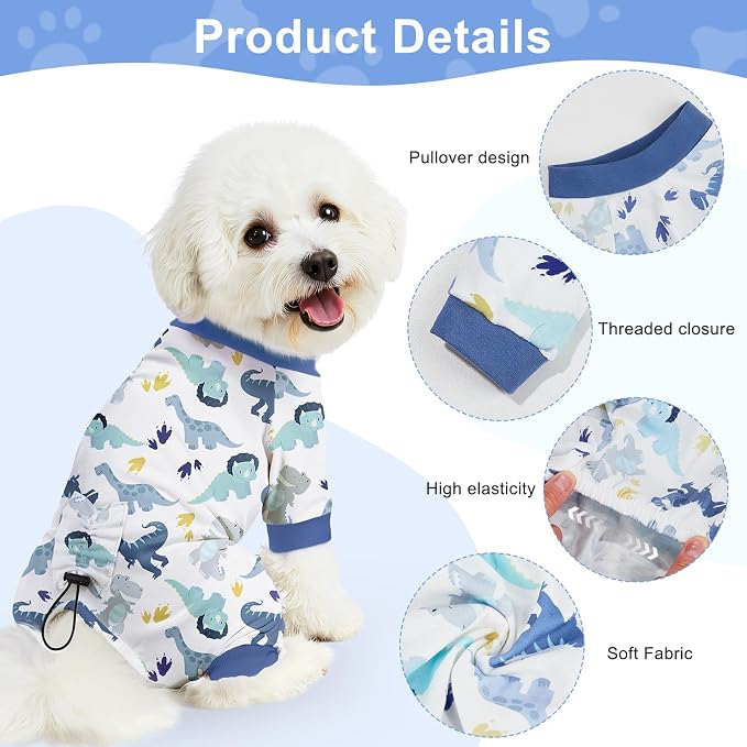 Bienbee Dog Pajamas, 4 Pack Dog Recovery Suit Shedding Suit Cute Soft Puppy - Image 6