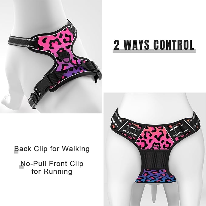 Rnivvi No Pull Dog Harness, Cute Leopard Reflective X-Large Sized Puppy Harness - Image 5