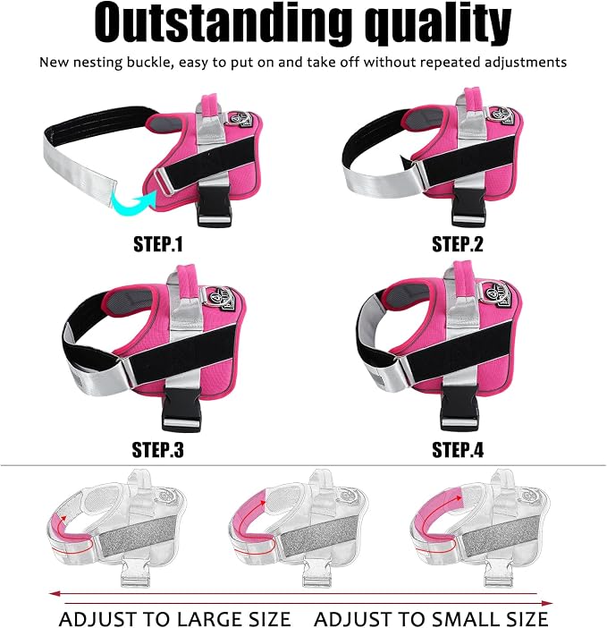 Bolux Dog Harness, No-Pull Reflective Dog Vest, Breathable Adjustable Pet - Image 3