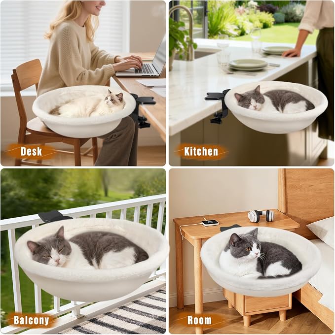 IPOW Heavy Duty Steel Frame 180° Rotating Cat Desk Bed Semi-Circular Cat Bed - Image 6