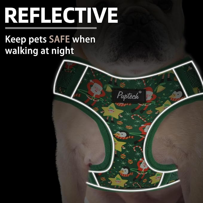 PUPTECK Christmas Small Dog Harness and Leash Set, No Pull Adjustable Puppy Cat - Image 5
