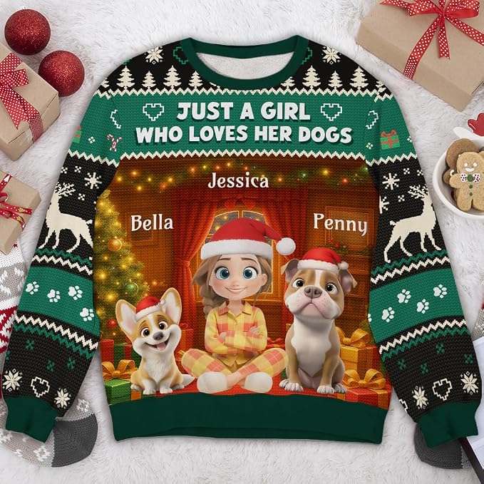 Wrappiness A Girl And Her Dog Christmas Sweatshirt - Image 6