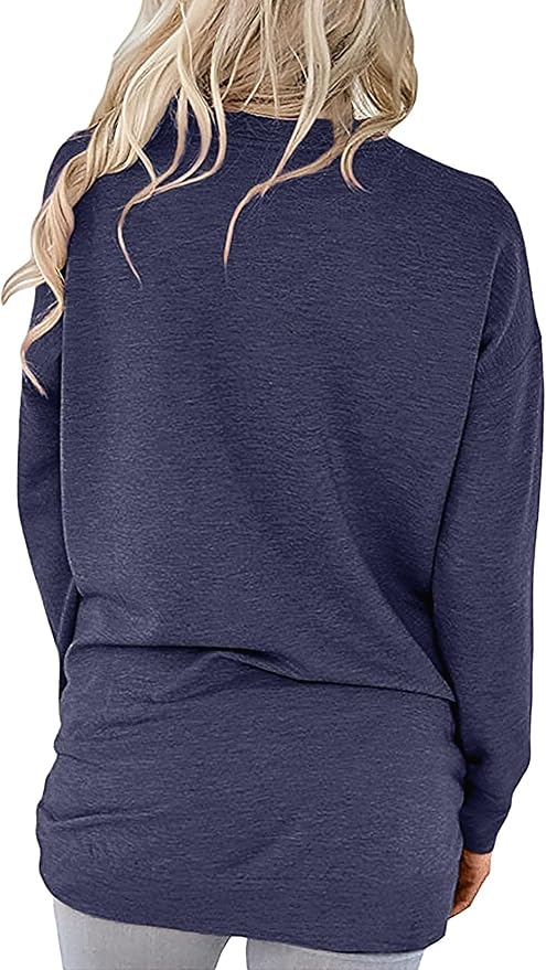 Akihoo Womens Casual Long Sleeve Tunic Tops Crew Neck Shirt Blouses - Image 3