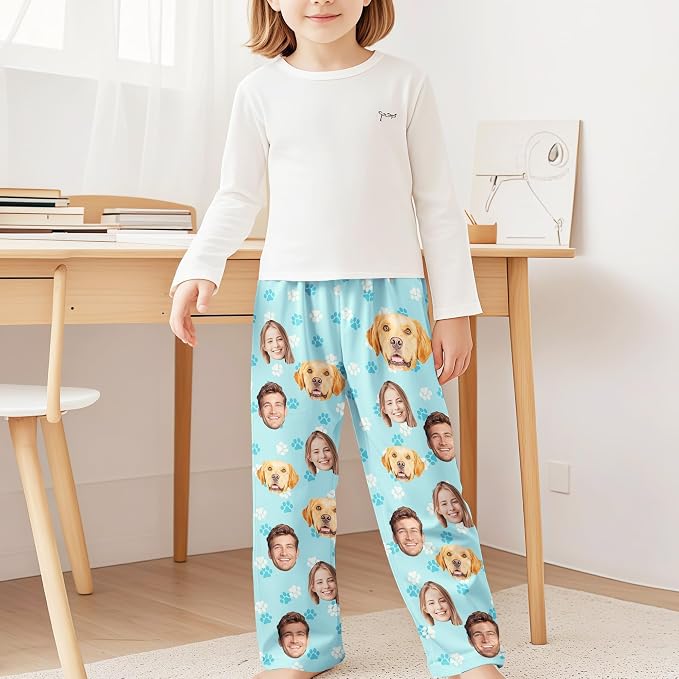 Custom Pajama Pants for Women Men, Personalized 67 Name Photo PJ Family Six - Image 3