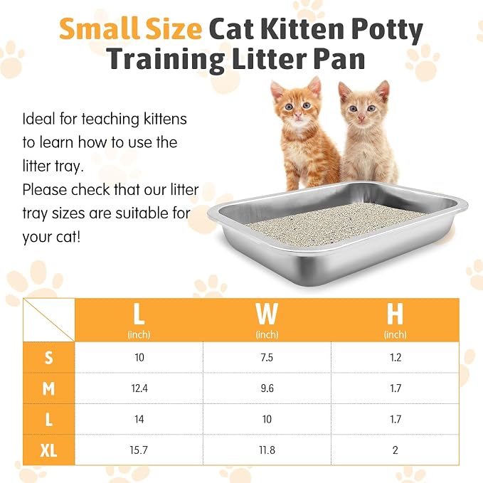 Fhiny 4Pack Stainless Steel Kitten Litter Box, Small Size Low Entry Metal Cat - Image 3