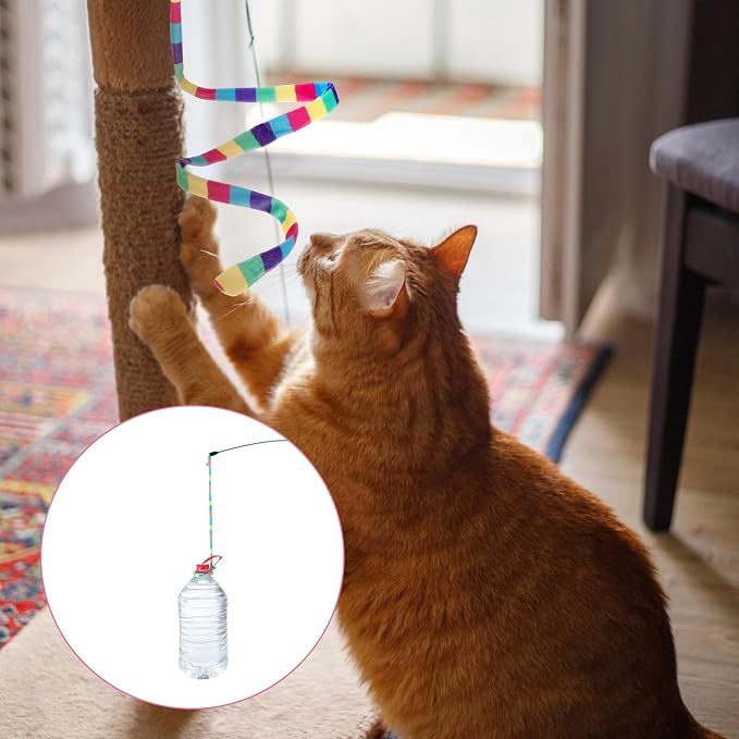 2 Pcs Interactive Cat Rainbow Wand Toys, Cat Teaser Wand and String Toy - Image 5