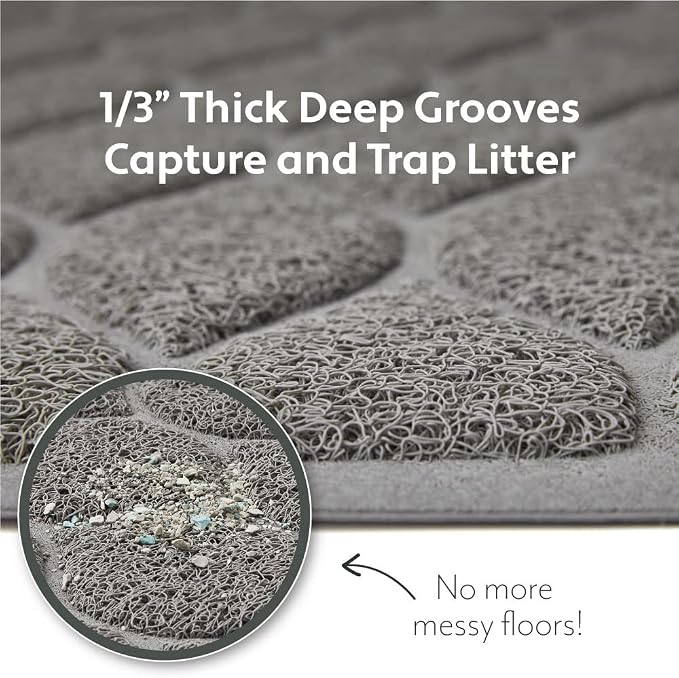 MIGHTY MONKEY Waterproof BPA Free Cat Litter Box Trapping Mat, Easy Clean Floors - Image 2