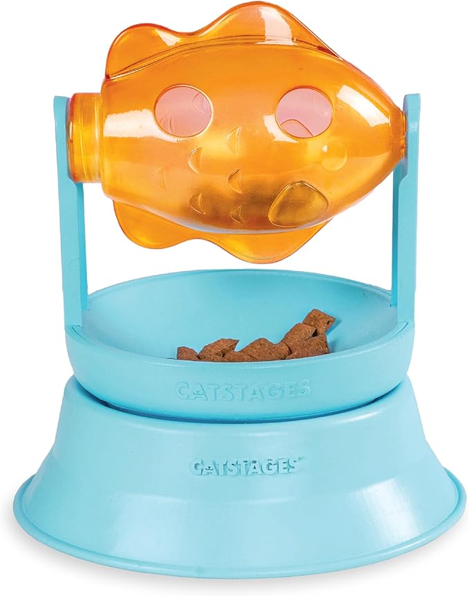 Catstages 2-in-1 Spinning Fish Treat Dispenser Cat Toy, Interactive Puzzle by Catstages