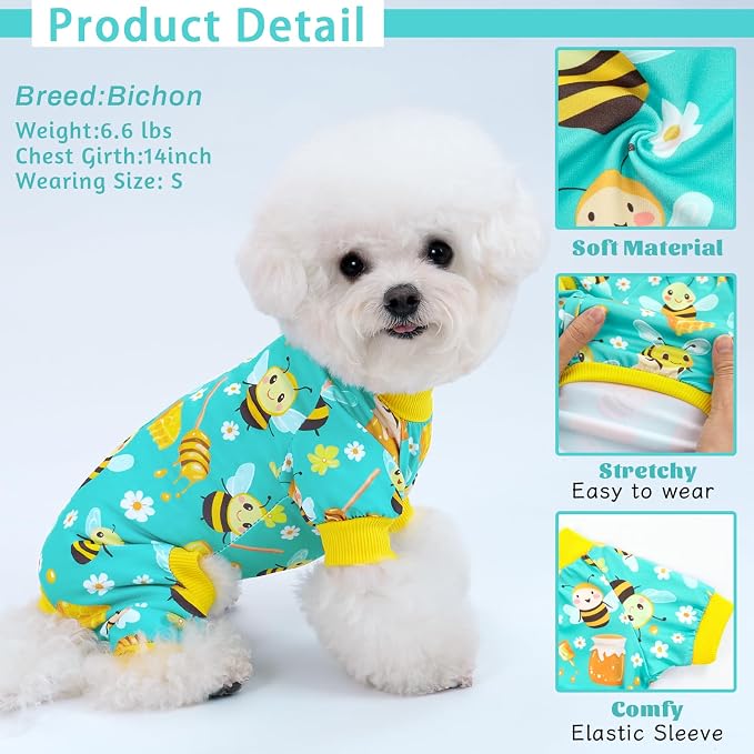 XPUDAC 4 Pieces Dog Pajamas for Small Dogs Boy Girl Soft Stretchy Pjs Onesies - Image 3