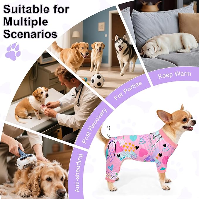 Bienbee Dog Pajamas, 4 Pack Dog Recovery Suit Shedding Suit Cute Soft Puppy - Image 7