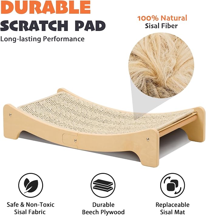PETKARAY Sisal Cat Scratching Board, Curved Sisal Cat Scratcher, Large Indoor - Image 3