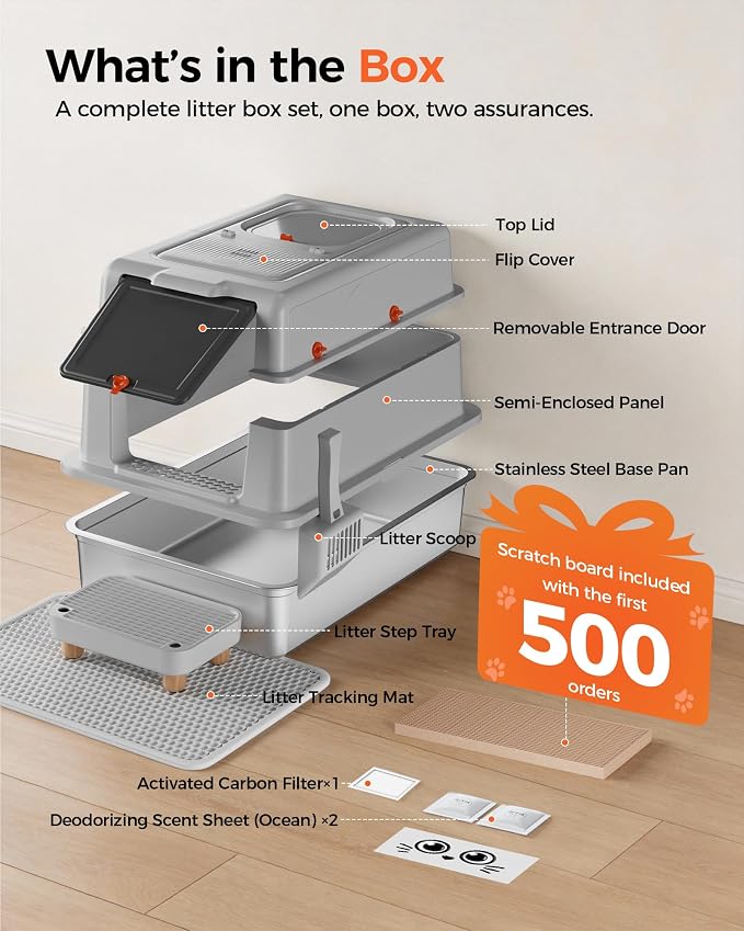 GTPLAYER XXXL Stainless Steel Cat Litter Box - Image 9