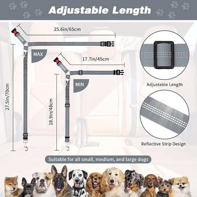 BWOGUE 2 Piece Dog Seat Belt for Car - Image 2