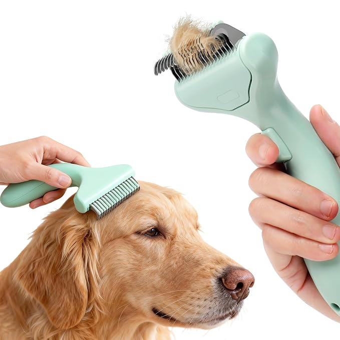 Pet Grooming Combo Tool for Cats and Dogs, Deshedding and Dematting Rake - Image 2