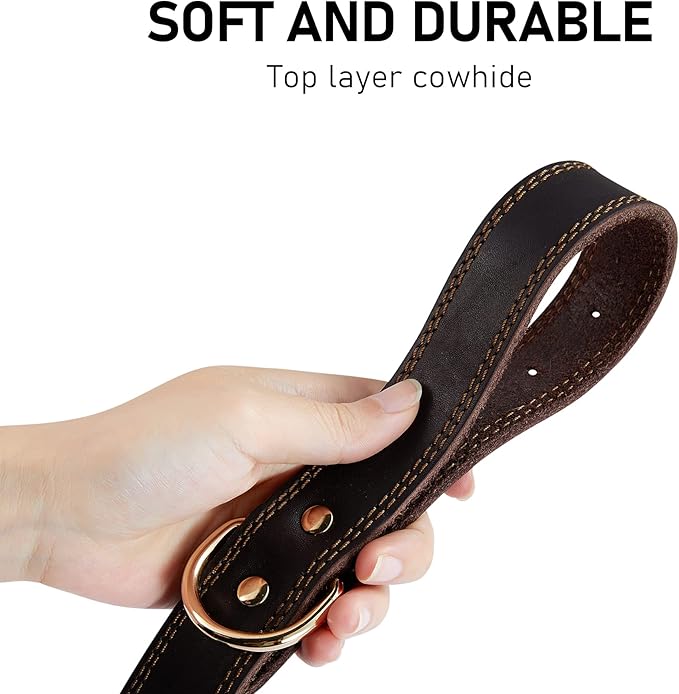 Leather Dog Collar, Genuine Heavy Duty Wide Dog Collar - Image 4