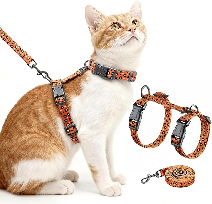 Halypet Cat Harness and Leash Set, Escape Proof 3-in-1 Adjustable Harness by DOMoreWithYourPet
