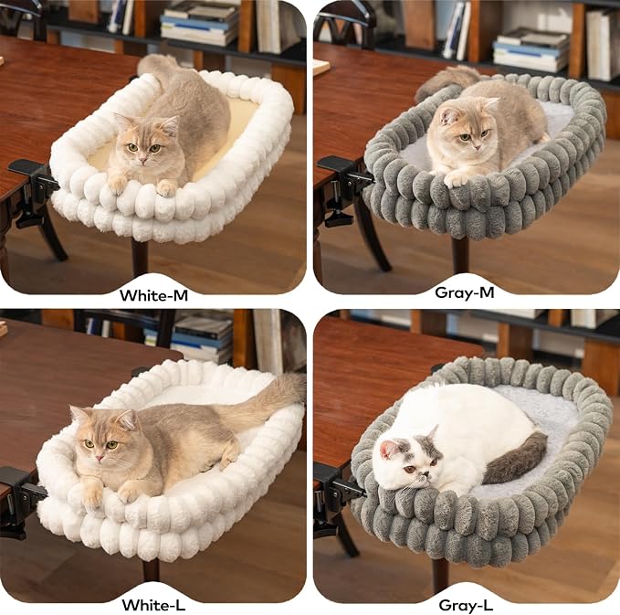 CHEERPALS Cat Desk Bed with Reversible Cushion, 90°Foldable Cat Hammock - Image 7