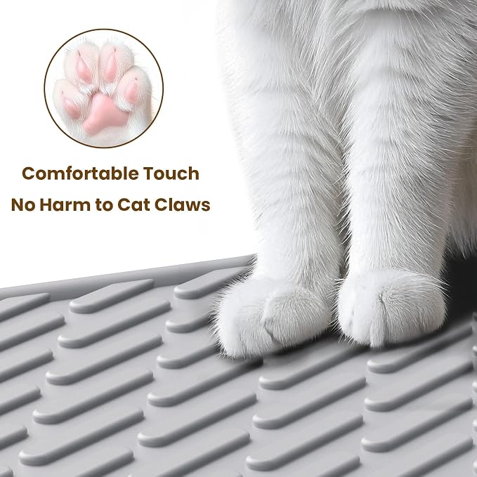 Cat Litter Mat with Grooves & Raised Edge, Urineproof/Waterproof, Litter - Image 5