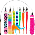 Cat Feather Toys, 1 Elasticity Cat Toy Wand and 8 Pieces Feathers Worms Refill by CATENESS