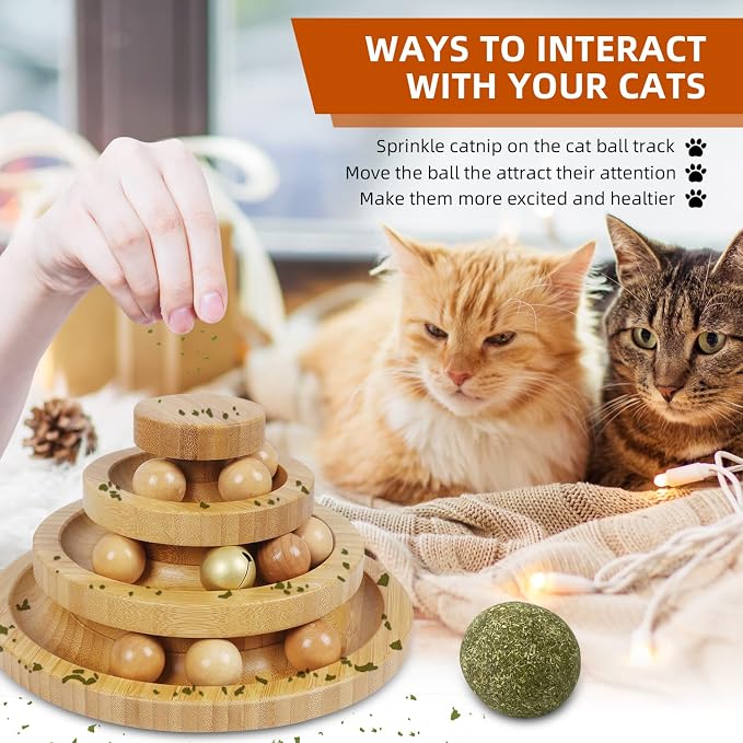 Cat Ball Track Toy, Kitty Toys Roller, 3-Level Ball Tower - Image 3