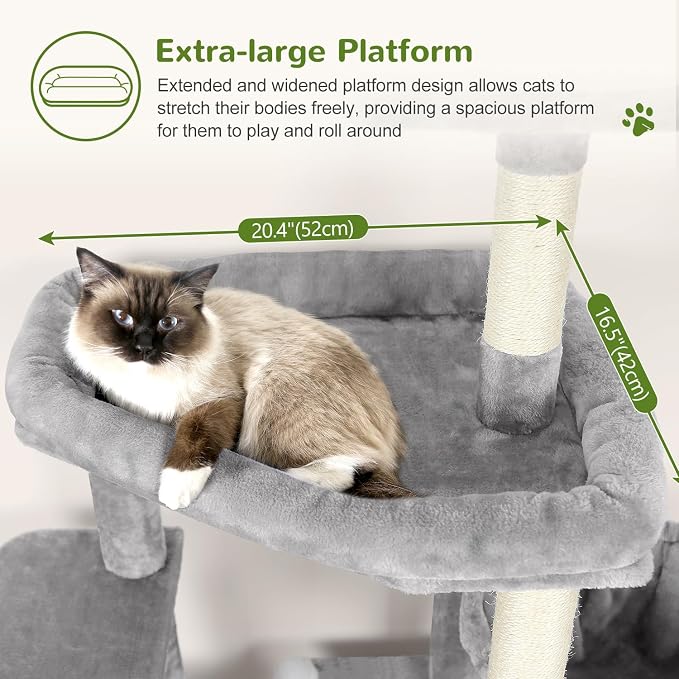 Globlazer Sturdy Cat Tree, 68-inch Large Cat Tower - Image 2